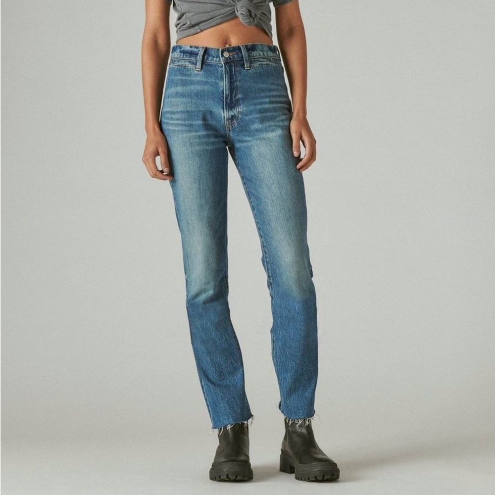 🤍 euc | lucky brand | high rise crop straight jeans